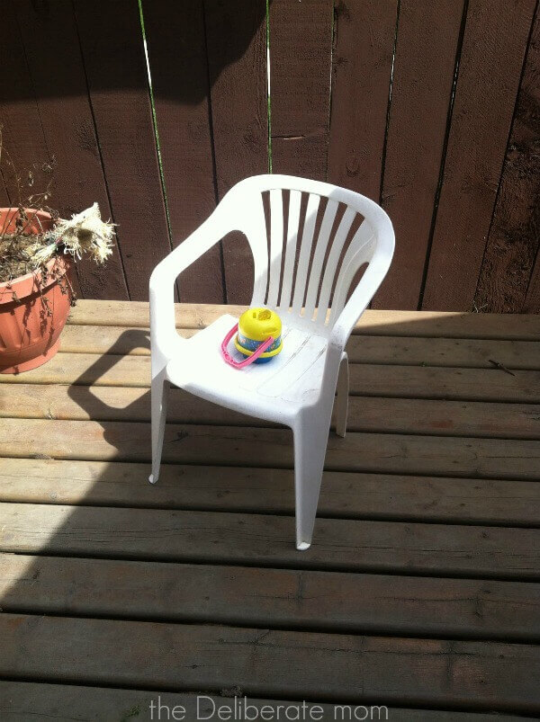 Every backyard needs child-sized furniture and a bucket of bubble solution.