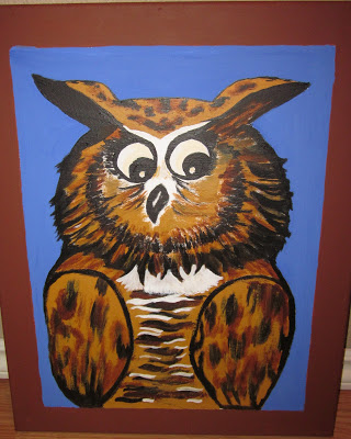 Hand painted wise old owl that I made for my daughter's birthday!