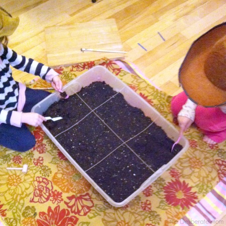 Archaeological dig staged for my girls #homeschooling