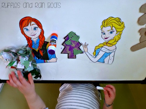 Crafting with "friends" Elsa and Anna