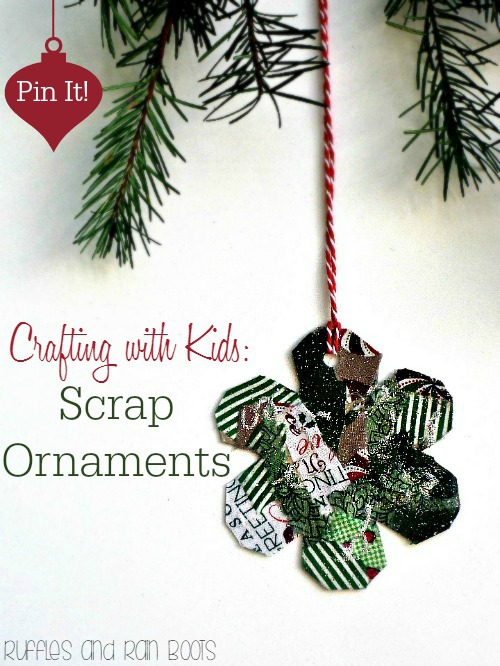 Simple and easy to make handmade kid-made Christmas ornaments! Check out this DIY scrap ornament tutorial.