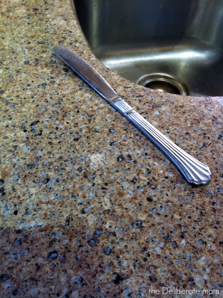Place the knife by the sink so that someone know you were thinking of them when you made your samwich