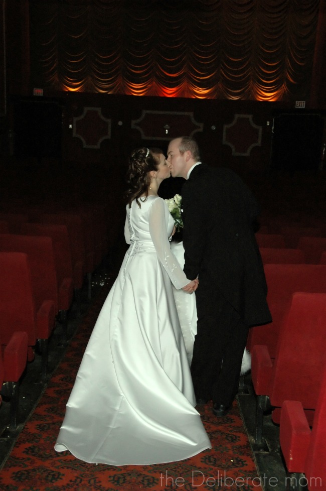 Historical movie theatre location for formal wedding shoot. 