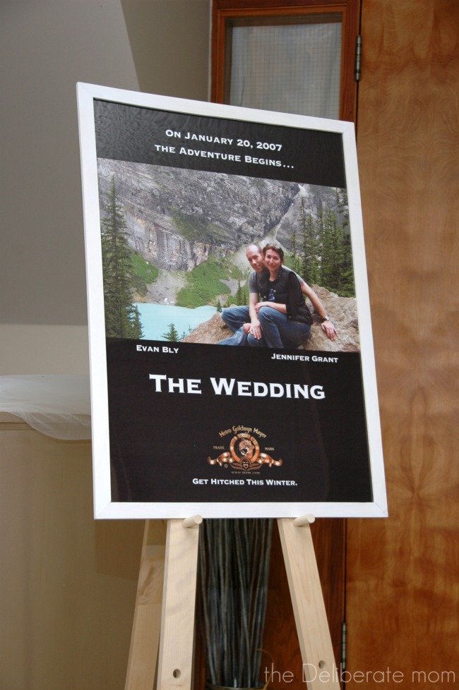 Movie themed wedding with a custom-made poster in the entrance of the hall