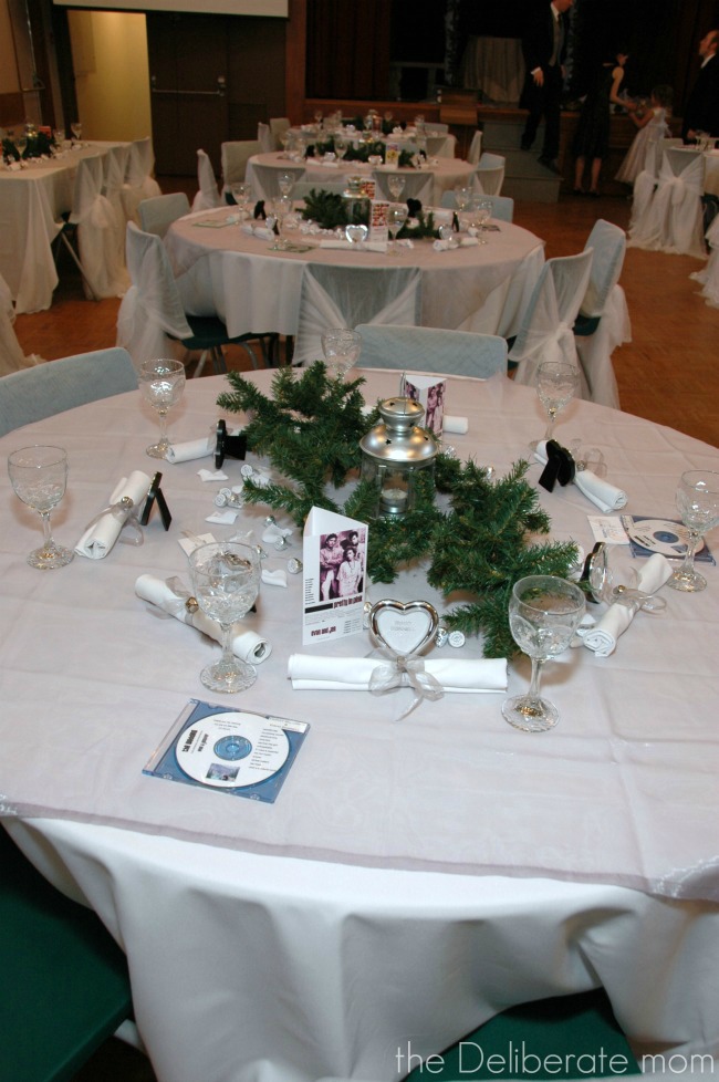 Movie-themed winter wedding.Wedding soundtracks were given out as favours.