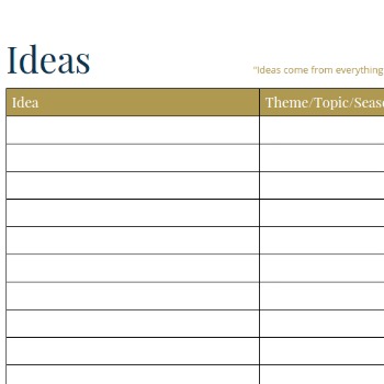 Blog Post Ideas Sheet