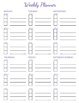 Weekly block planning sheet - a FREE printable download from The Deliberate Mom.