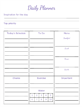 Daily planner sheet - FREE download from The Deliberate Mom.