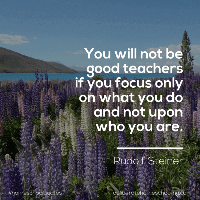 Homeschool quote: "You will not be good teachers if you focus only on what you do and not upon who you are." Rudolf Steiner