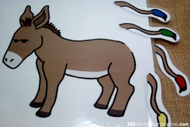 Miniature pin the tail on the donkey for the birthday bin.