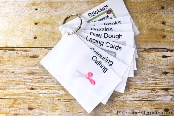 Make activity cards so it's easier for your children to choose a quiet activity.