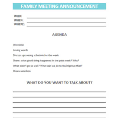 family meeting agenda