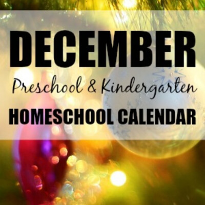 December Pre/Kindergarten Calendar