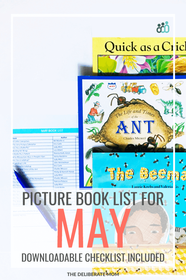 Books are a wonderful way to teach children and introduce new concepts. Here is our May picture books list. These are some of our favourite preschool picture books. Make sure to claim your complimentary printable picture books list too! 